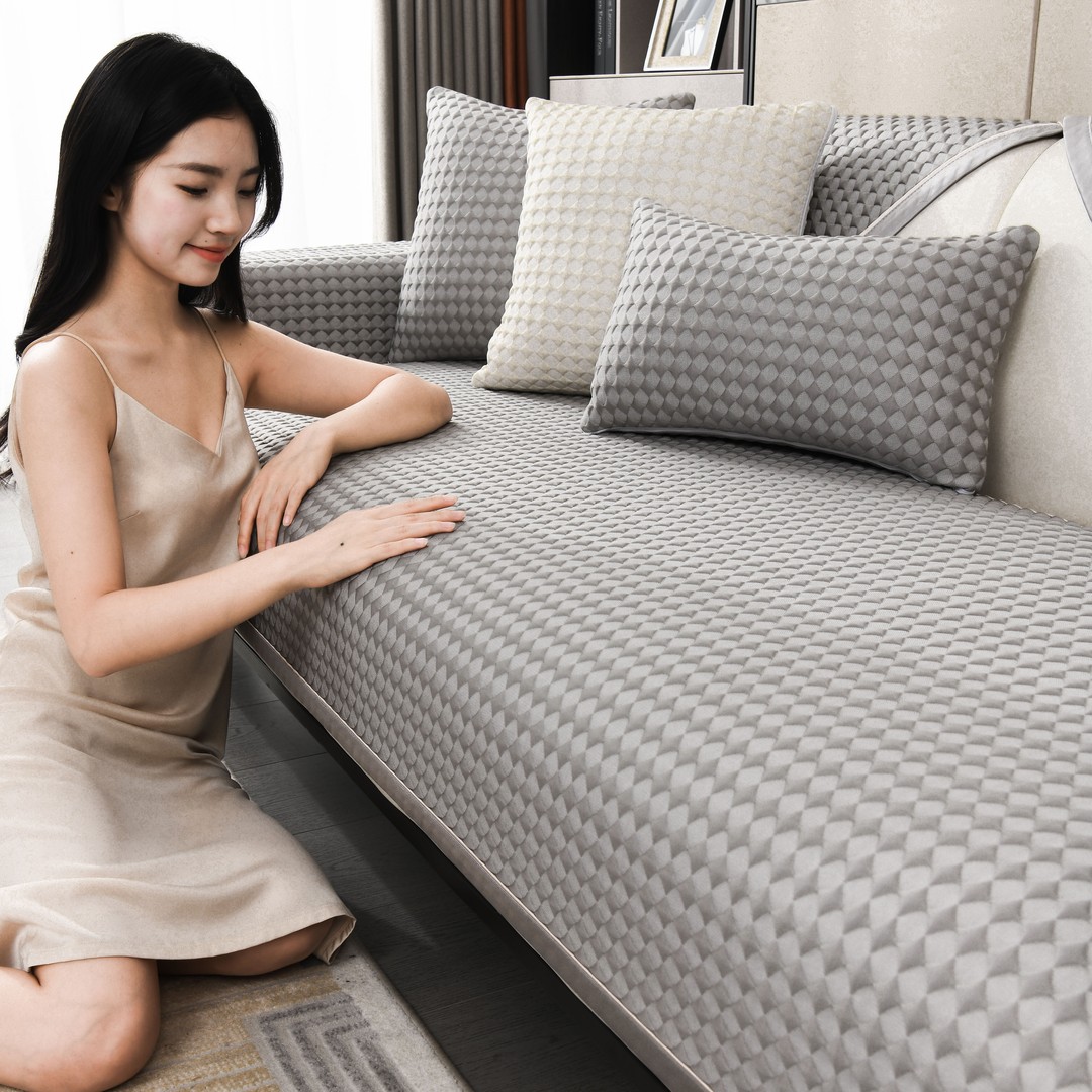 洱峰高克重凉感丝沙发垫子沙发套罩全包防滑简约坐垫巾高档靠背巾