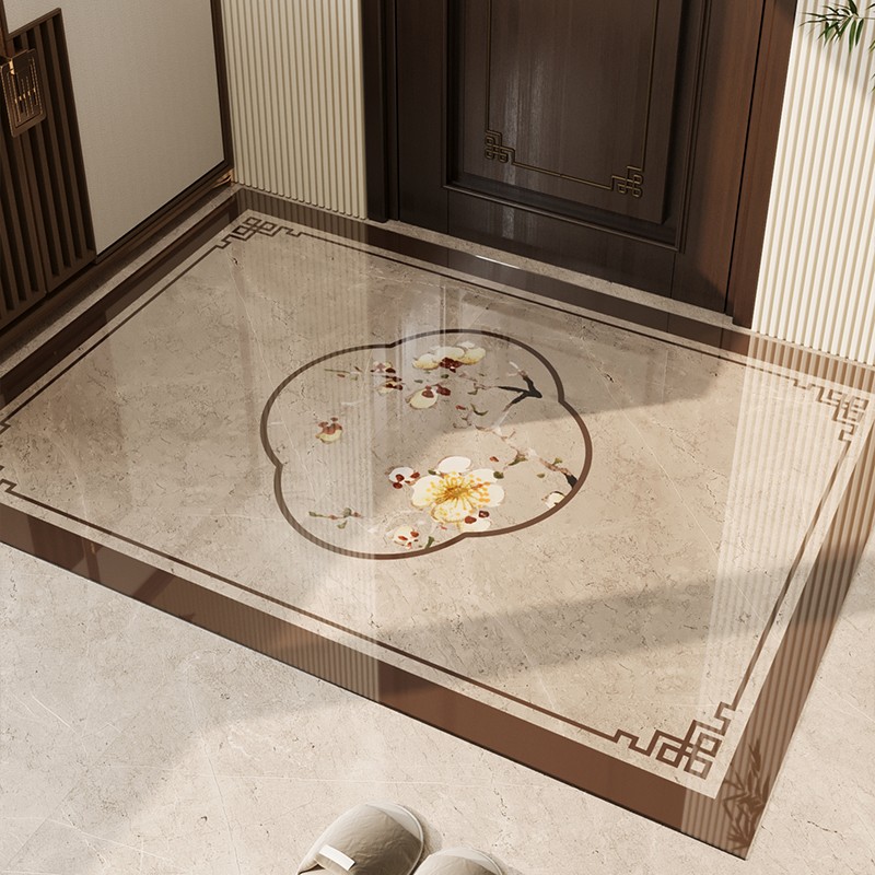 入户门地垫玄关大门口进门脚垫软玻璃透明地垫新中式国风防滑地毯