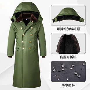 女款时尚军大衣冬装防水防雨雪军大衣棉大衣加绒棉袄军绿色大衣中