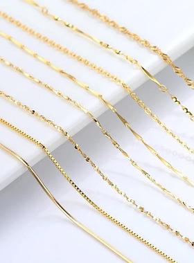 Genuine 14k Gold Color Necklace For Women Water Wave Chain S
