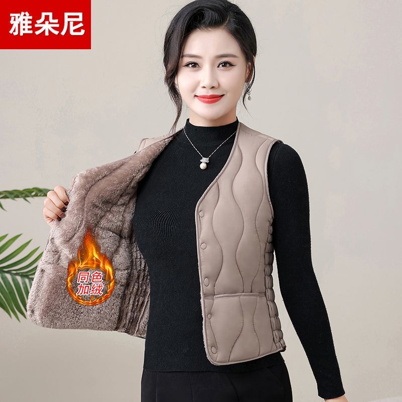 反季羽绒棉马甲女加绒加厚坎肩内外穿短款背心保暖轻薄修身马夹