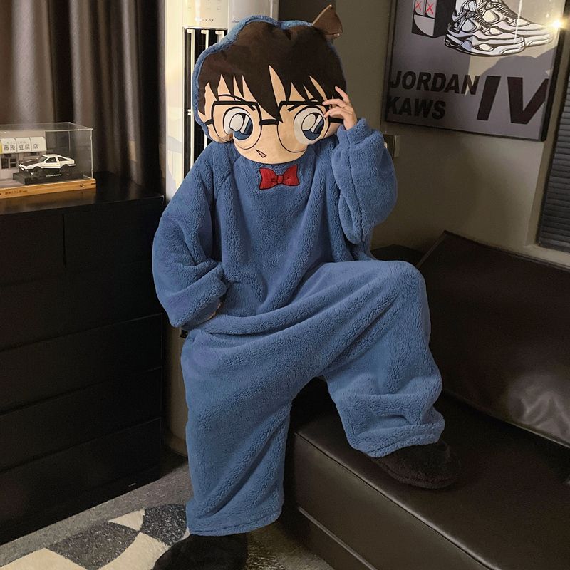 搞怪丑萌睡衣动漫柯南连体睡衣女睡衣/家居服套装