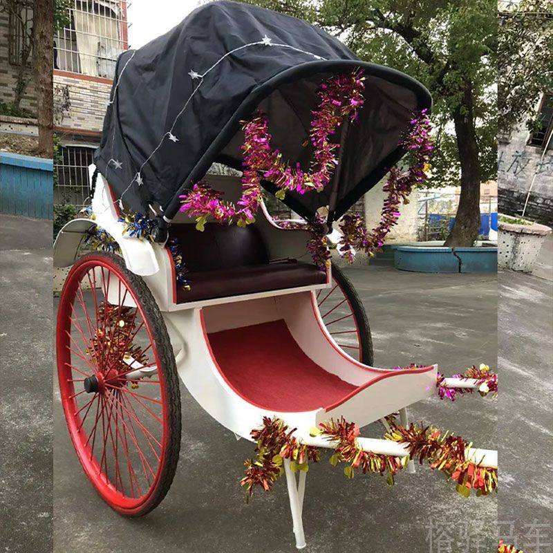 白色人力黄包车电动景区上海民国双人摄影婚庆拉客复古观光道具厂