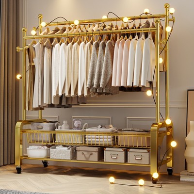 唯阔落地挂衣服架子房间衣架子落地式卧室家用简易立式挂衣架子