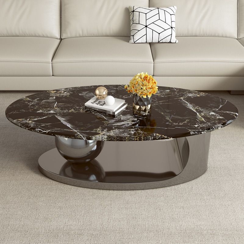 经济岩板轻奢微晶石茶几组合椭圆形家具简约现代客厅小户型家用