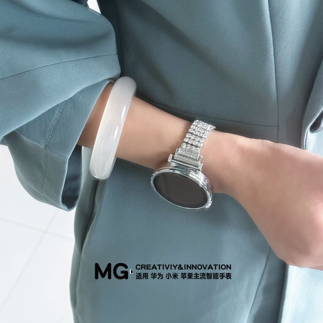 适用于GT5轻奢闪钻GT4设计款高级腕带watch夏日闪闪金属细款41mm