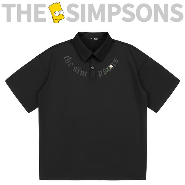 韩国进口THESIMPSONS休闲夏季宽松翻领短袖POLO衫男女同款SPCPL24