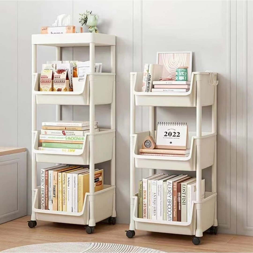 家用移动书架置物架落地办公桌下小推车书本收纳架带轮儿童书柜