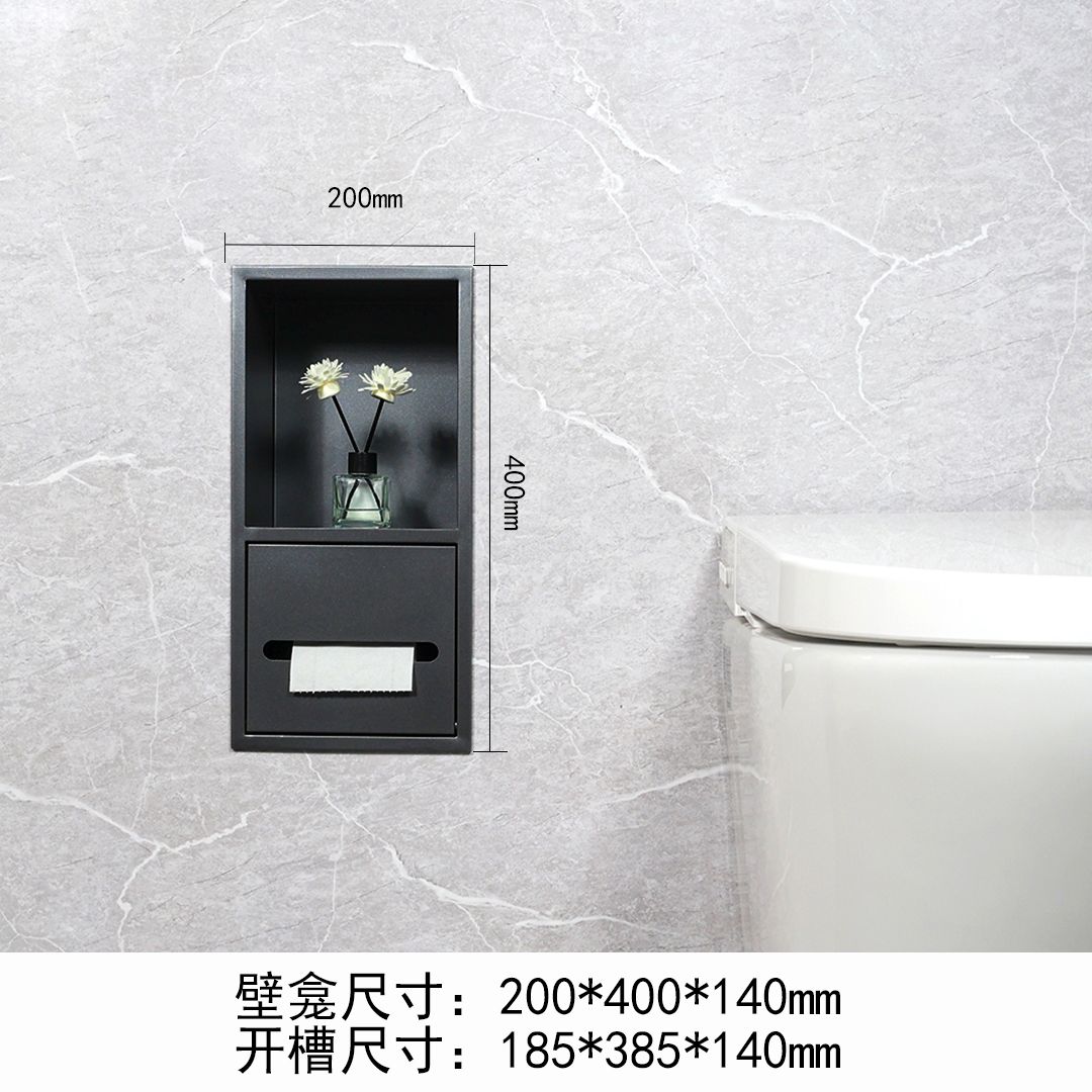 304不锈钢壁龛卫生间一体暗装垃圾桶纸巾盒置物浴室收纳柜嵌入式