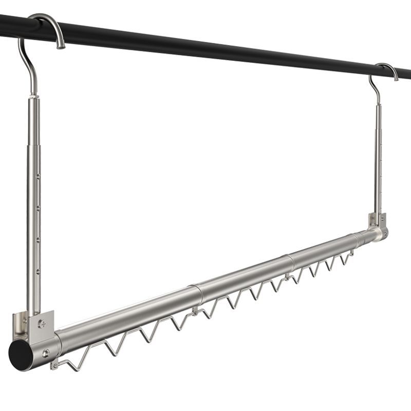 晒被子神器不锈钢晾衣杆波浪衣架阳台即挂式防风晾衣杆折叠免打孔