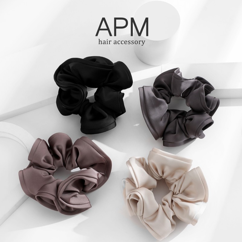 APM时尚木耳边发圈日韩系高级感发绳明星同款发饰高弹力百搭发圈A