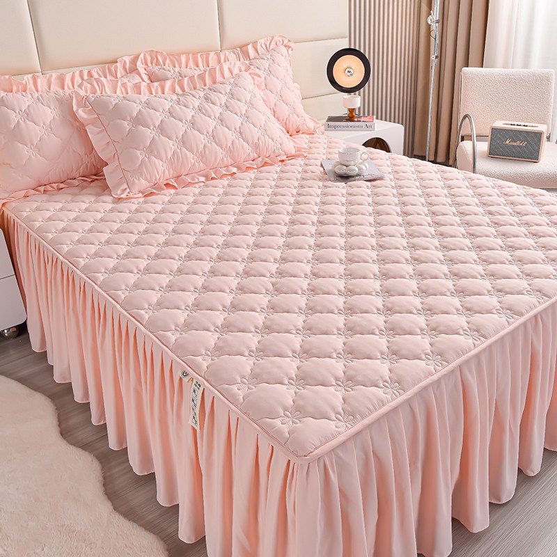 加厚夹棉床裙单件床罩防滑床笠裙罩套床套防尘罩四季通用床单裙式