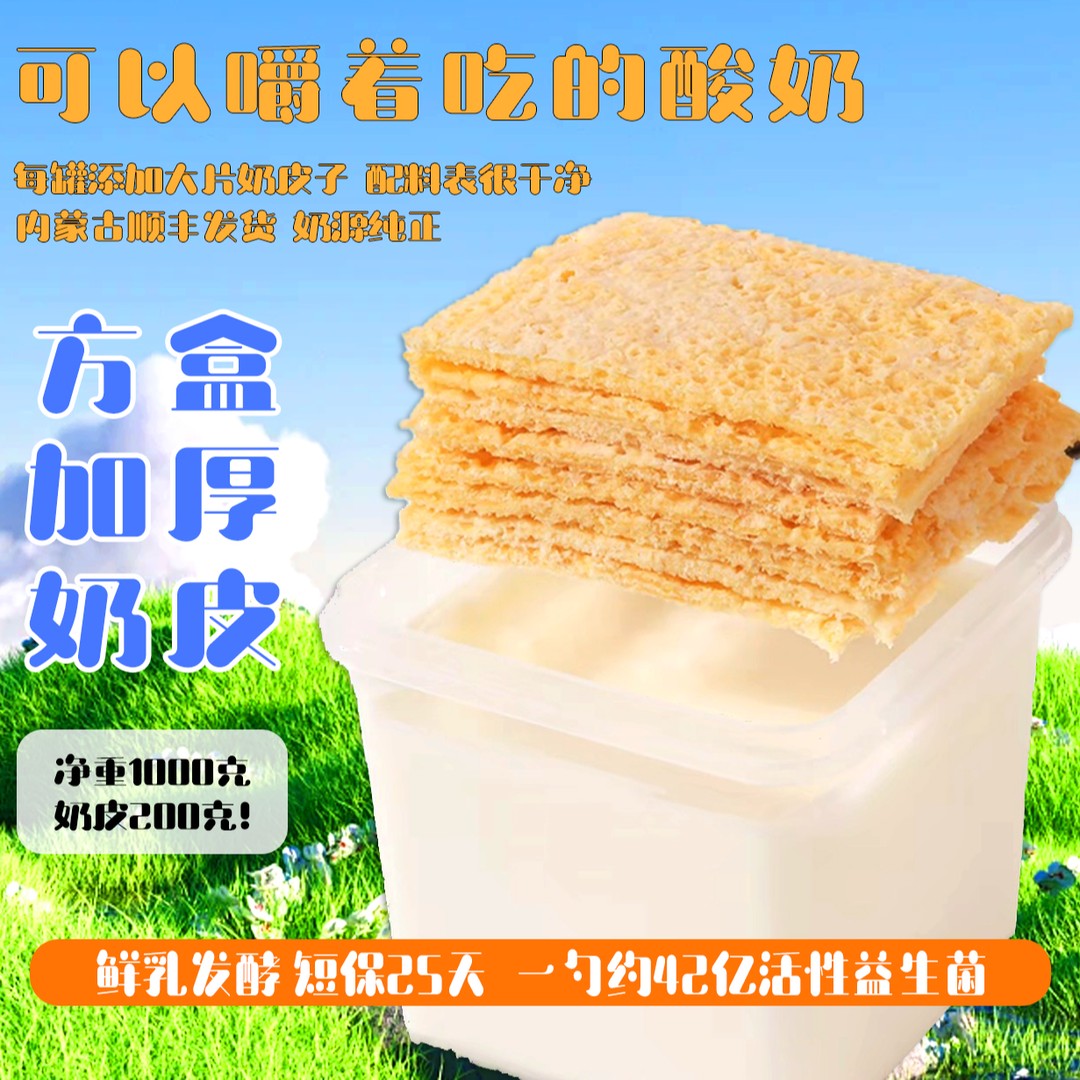 内蒙直发奶皮子酸奶无添加剂可嚼拌营养代餐