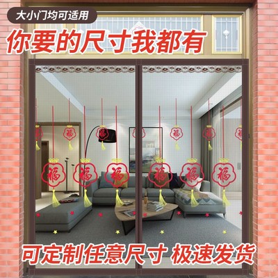 全磁条金刚网大门防蚊门帘磁性纱帘家用客厅入户门免打孔纱门夏季