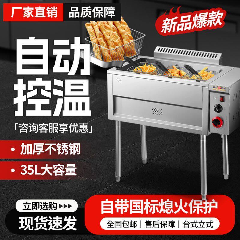 煤气油炸锅自动控温商用恒温炸锅炸鸡叉骨炸油条机