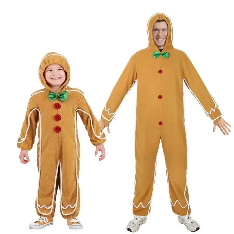 New Year Christmas Gingerbread Man Rompers Casual Jumpsuit C