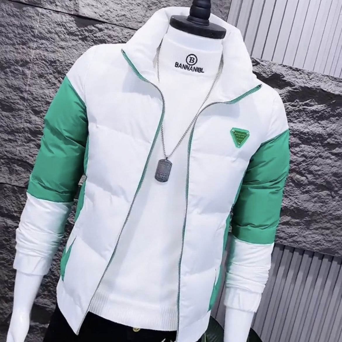 冬季爆款棉衣新款韩版修身羽绒棉服外套男潮流拼接网红休闲上衣潮