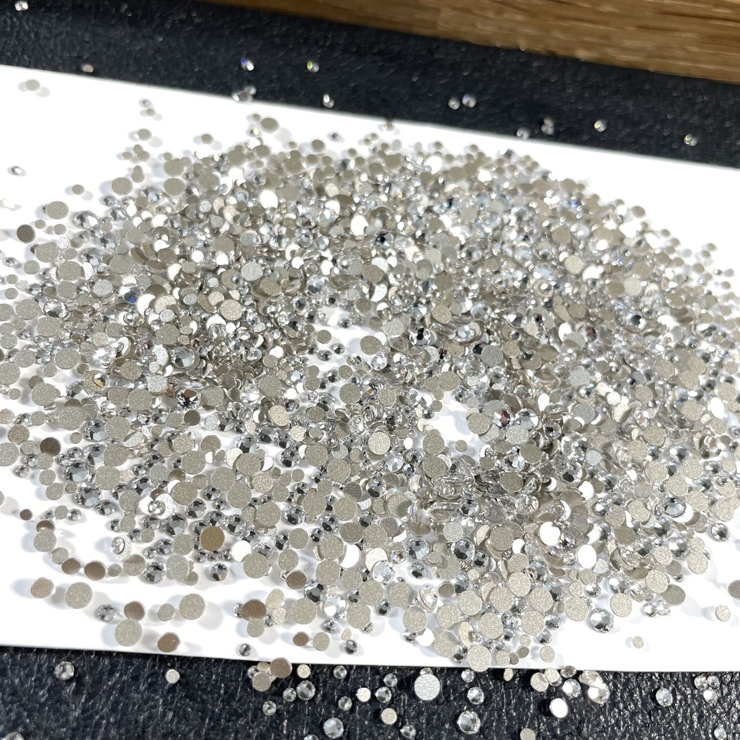 DONGZHOU 东洲平底圆美甲钻 diy白色美甲平底填缝圆 异形高闪钻