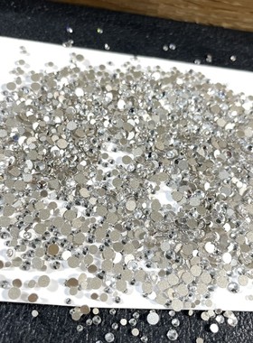 DONGZHOU 东洲平底圆美甲钻 diy白色美甲平底填缝圆 异形高闪钻