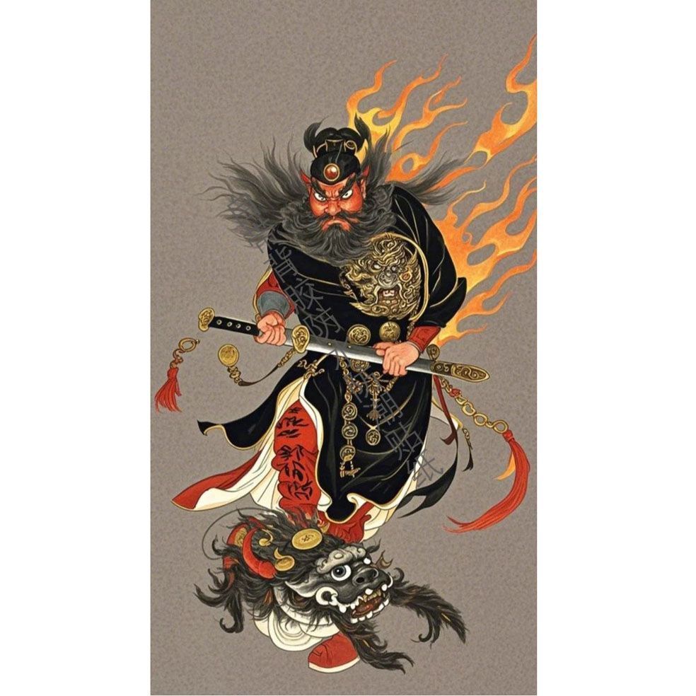 驱邪避凶门贴钟馗伏魔驱邪镇宅图带背胶自粘防水贴纸客厅中堂玄关