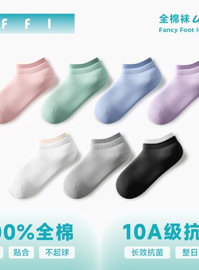 FFI全棉船袜春夏季薄款不掉跟防滑隐形防臭浅口双螺口短袜百搭