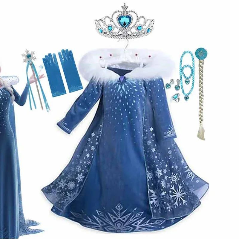 Frozen Elsa Princess Dress Girl Halloween Cosplay Costume Bi