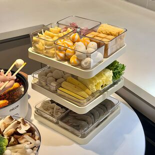 可旋转火锅配菜盘厨房备菜盘置物架多层收纳神器台面收纳架子放菜