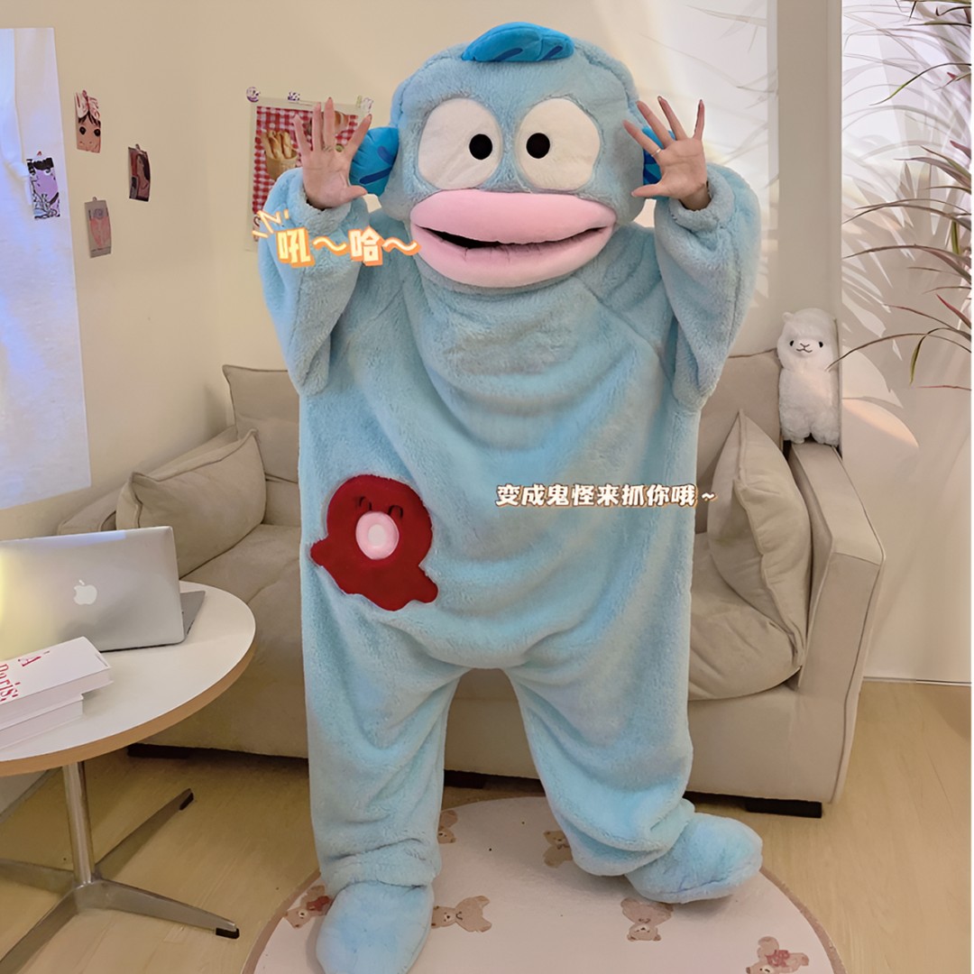小丑鱼连体睡衣女珊瑚绒卡通沙雕搞怪冬季加厚保暖大码睡袍家居服