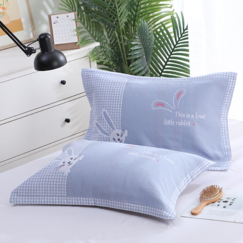 加厚纯棉纱布枕套一对成人45*65乳胶枕头套单人枕芯套内胆套家用