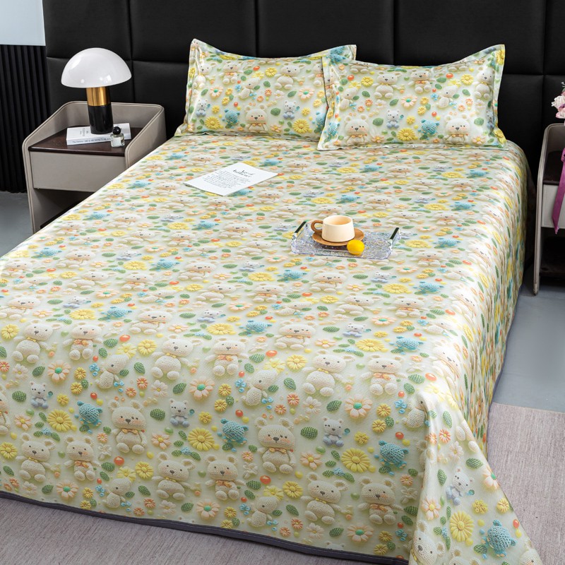 全新升级高密度5D立体可折叠冰丝凉席三件套可机洗空调席床单