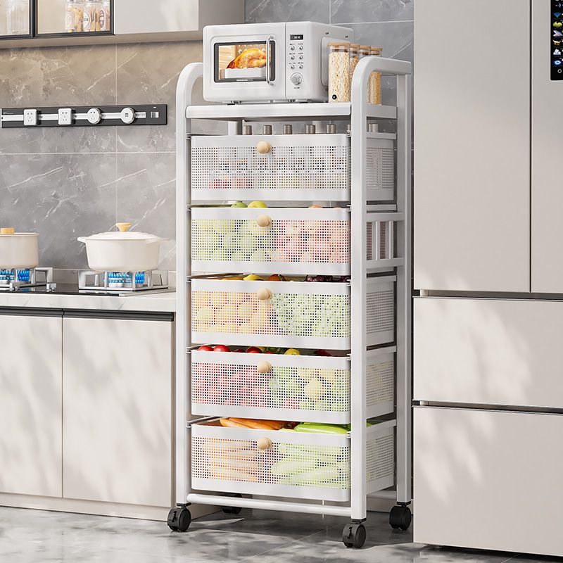零食架小推车厨房多功能置物架落地式多层菜篮子抽屉夹缝收纳柜