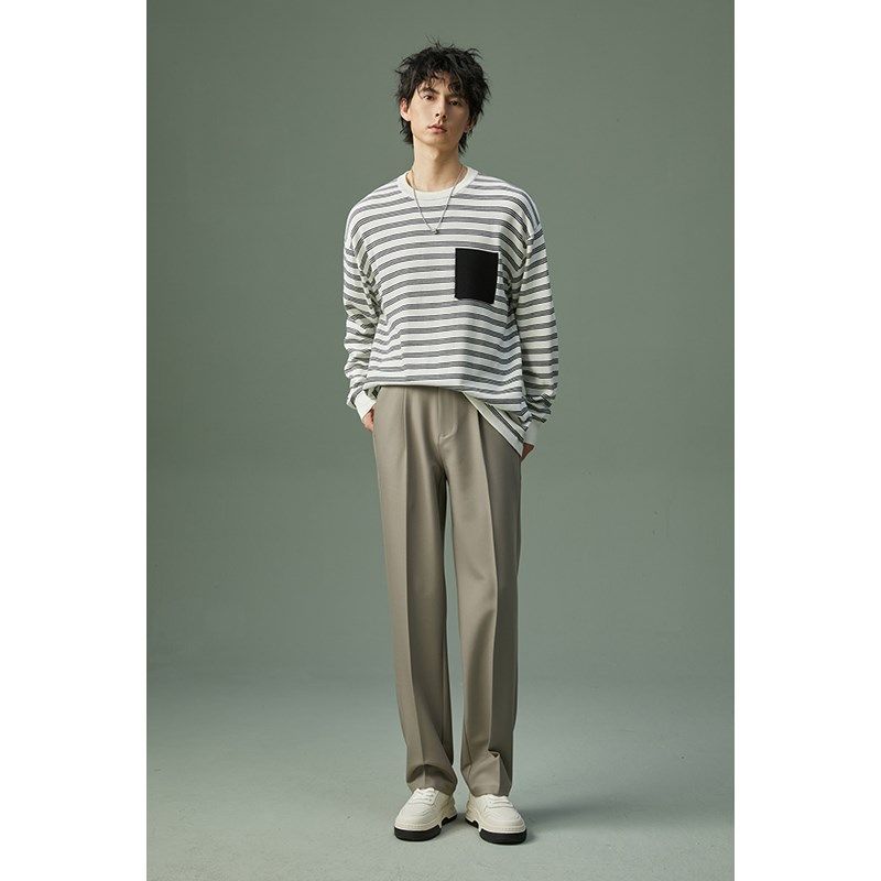 w2x春秋季新款直筒宽松休闲裤男垂坠感小西装裤高级感百搭长裤子