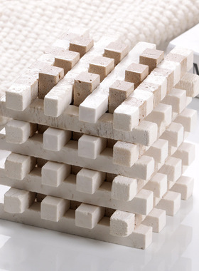 极简几何正方形摆件创意层叠条状风摆设样板房售楼处软装饰品