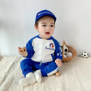 男宝宝春季套装时尚洋气男童纯棉分体外出卫衣两件套婴儿春装衣服