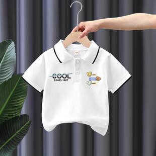 夏季洋气宇航员卡通POLO衫单件装翻领T恤上衣2024儿童男童童装衣