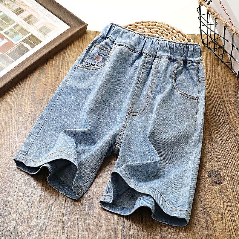 女童裤子夏季宽松薄牛仔中裤儿童五分裤中大童短裤外穿洋气百搭软