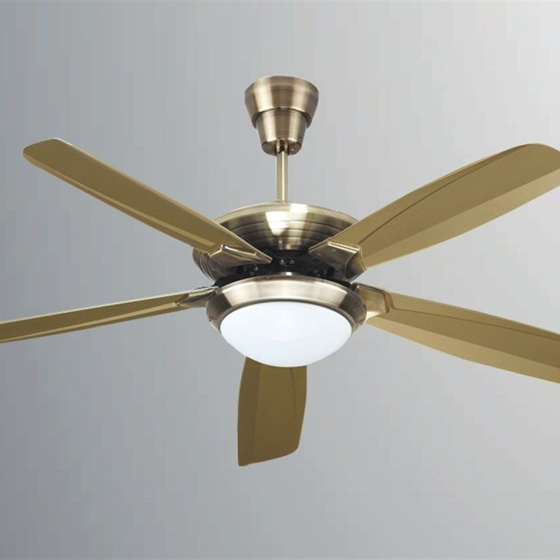 鸿基大吊扇灯客厅餐厅简约欧美式木叶仿古装饰风扇 家用静音带灯