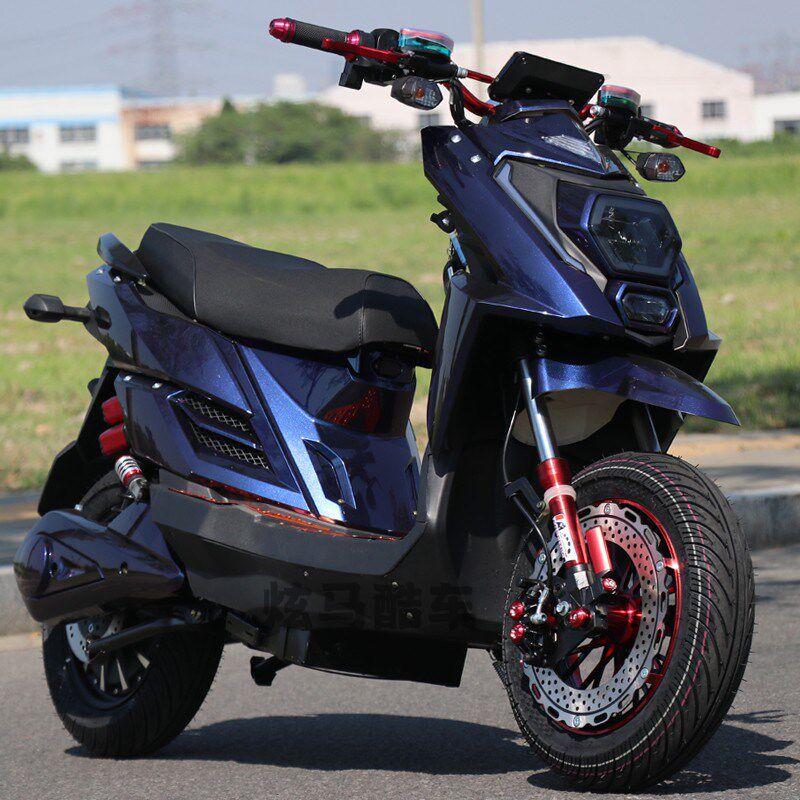 电摩聚龙锂电池外卖72V新型电动车双人座2人高速电动摩托车