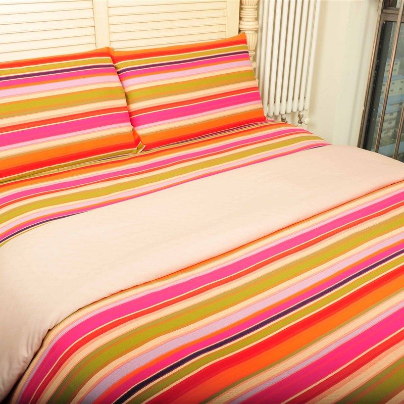 禧坊家居床上用品 双人标准床单220*240cm 条纹床单 粗布床单