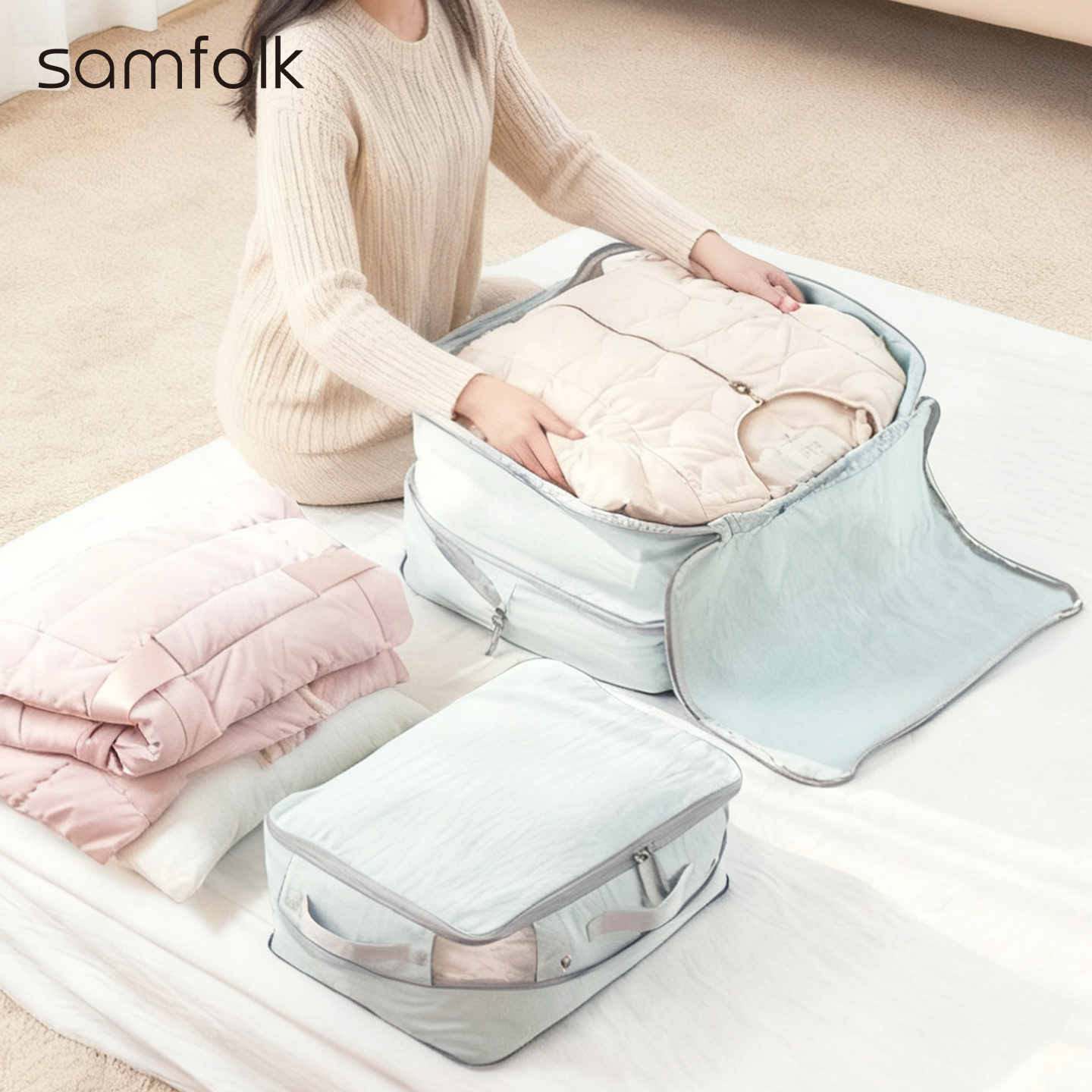 大容量亲肤材质羽绒服压缩收纳袋