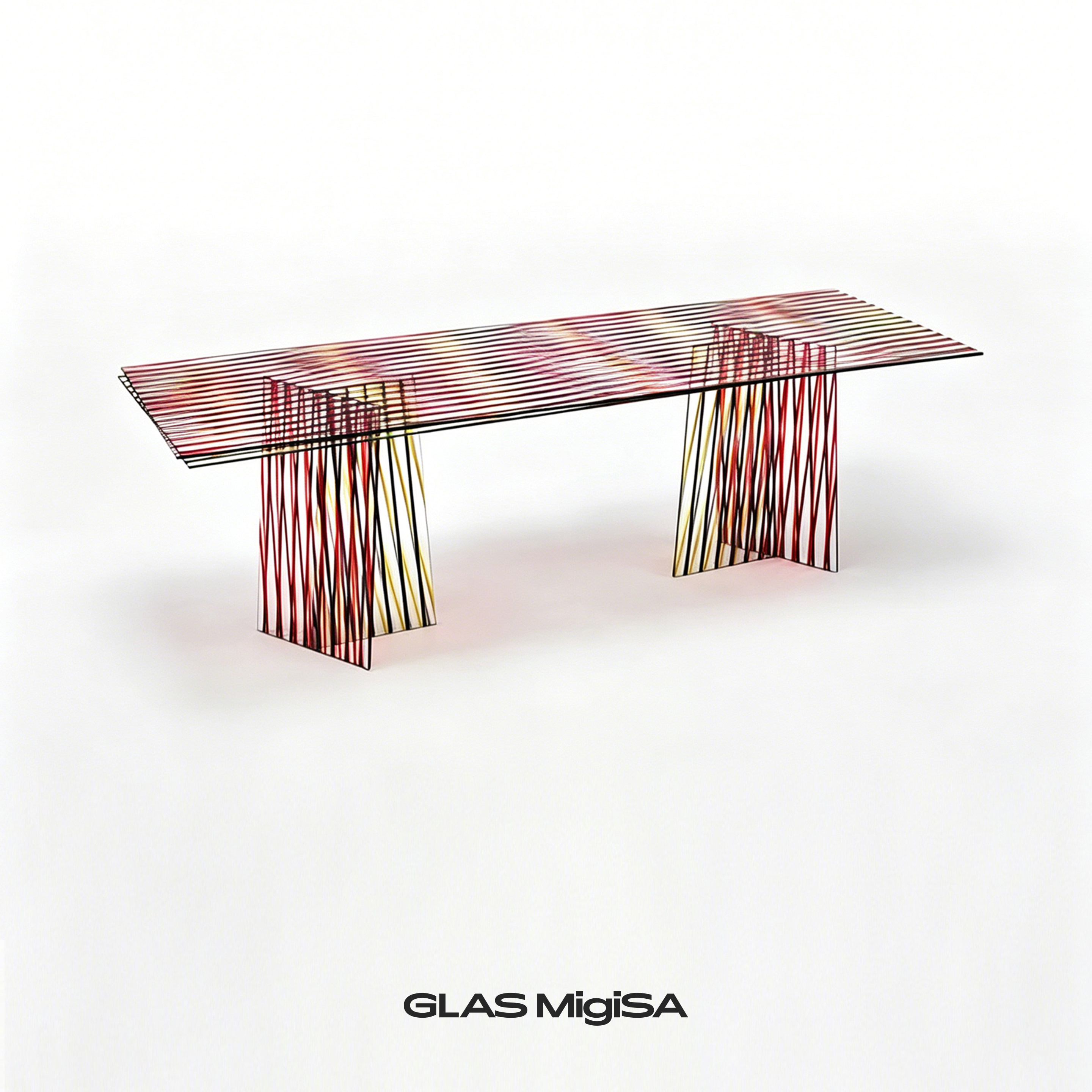 GLAS MIGISA极简玻璃餐桌家用饭桌现代简约洽谈桌长方形会议桌子