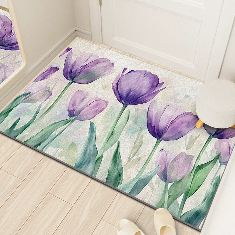 浴室地垫水彩花吸水门垫洗手间厕所垫子卫生间门口防滑入户门脚垫,居家布艺,地毯,淘宝优惠券,粉丝福利购,淘宝优惠卷