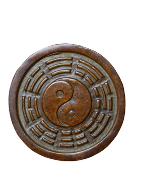 古玩铜器实心铜牛牛转乾坤手把件把玩黄铜太极八卦镇纸仿古工艺品