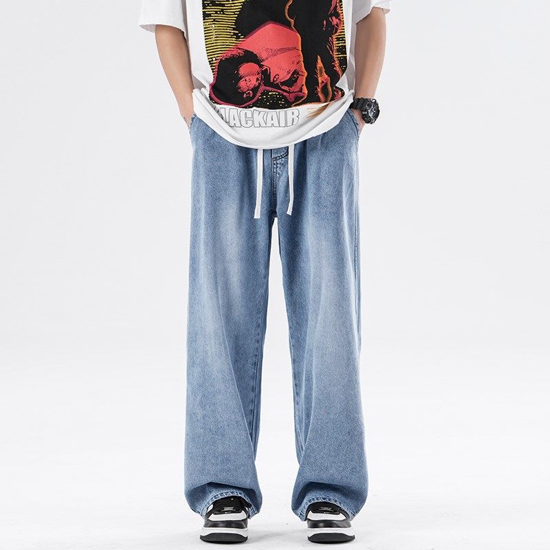 190cm加长牛仔裤男款夏季高个子蓝色秋季宽松直筒阔腿长裤子115cm