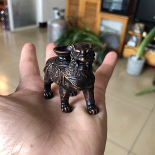 沧州铁狮子镇海吼纯铜摆件 香插 手把件