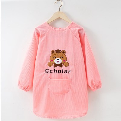 秋冬儿童罩衣男童中大童女宝宝反穿衣围裙女童长袖防水防脏水晶绒