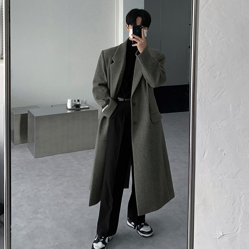 高级感谢尔比毛呢大衣男士秋冬季加厚休闲中长款德式呢子风衣外套