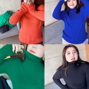 新款 针织打底衫 大码 毛衣女胖mm高领针织衫 200斤 女装 木子理想冬季