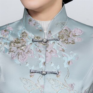 年轻款蓝色唐装女士秋冬装中式旗袍上衣背心马夹马甲中国风外套