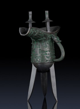 纯铜爵杯工艺品办公室客厅装饰品摆件仿古中式酒杯礼品铜制品摆件